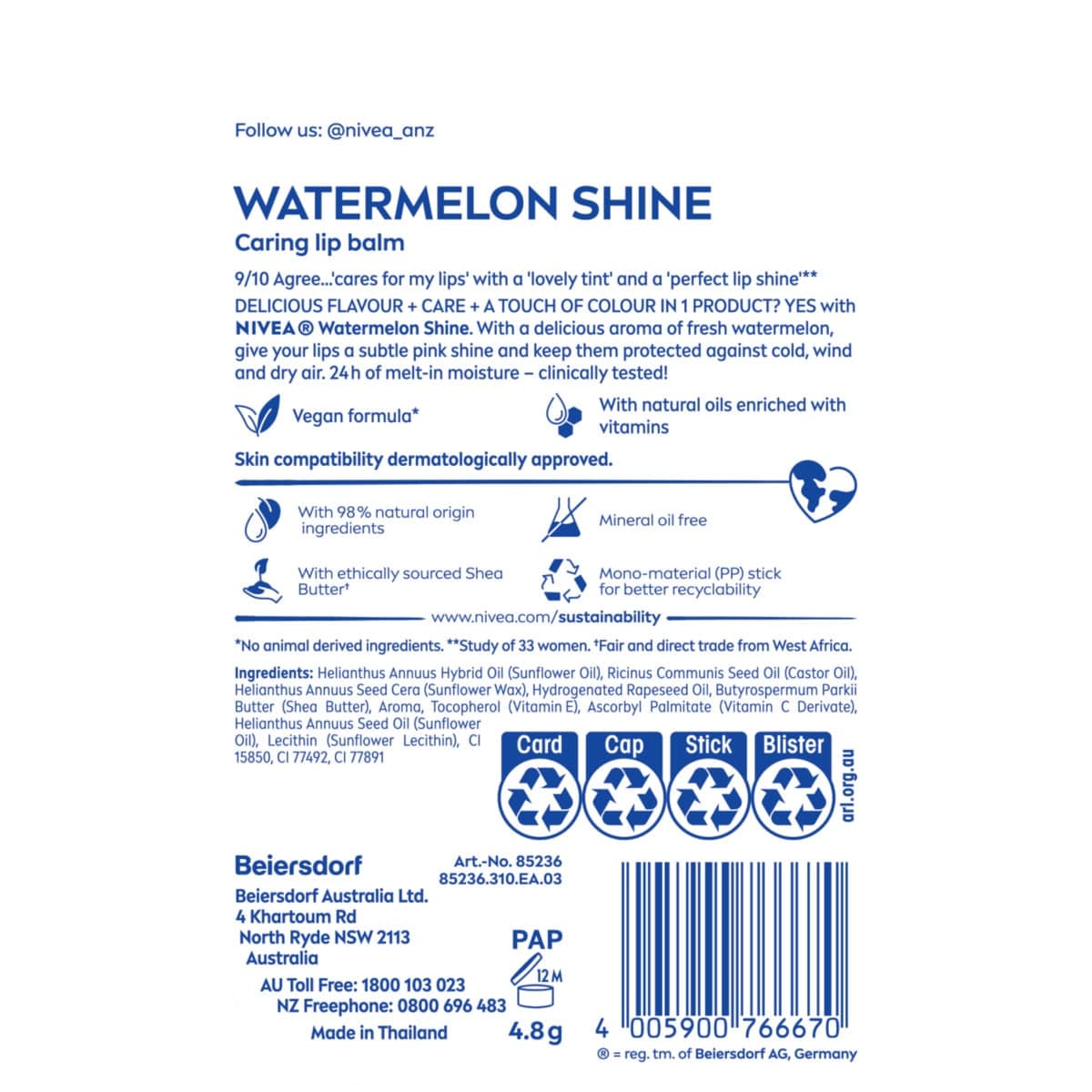 Thumbnail Nivea Watermelon Shine Lip Balm 4.8g