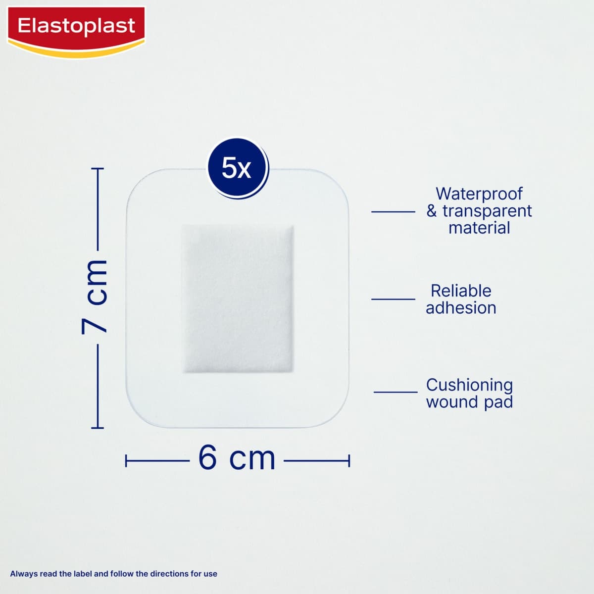 Thumbnail Elastoplast Aqua Protect Dressing XL 6cm x 7cm 5 Pack