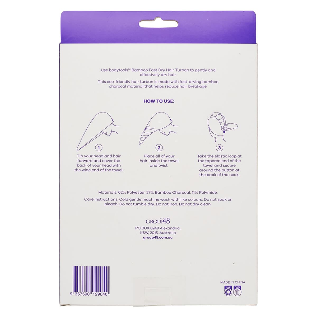 Thumbnail Bodytools Bamboo Fast Dry Hair Turban 1 Pack Assorted Colours