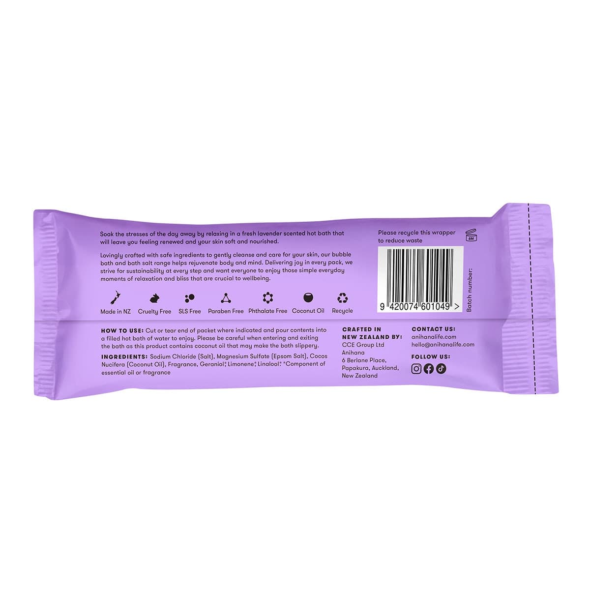 Thumbnail Anihana Relaxing Bath Salts Lavender Love 80g Sachets