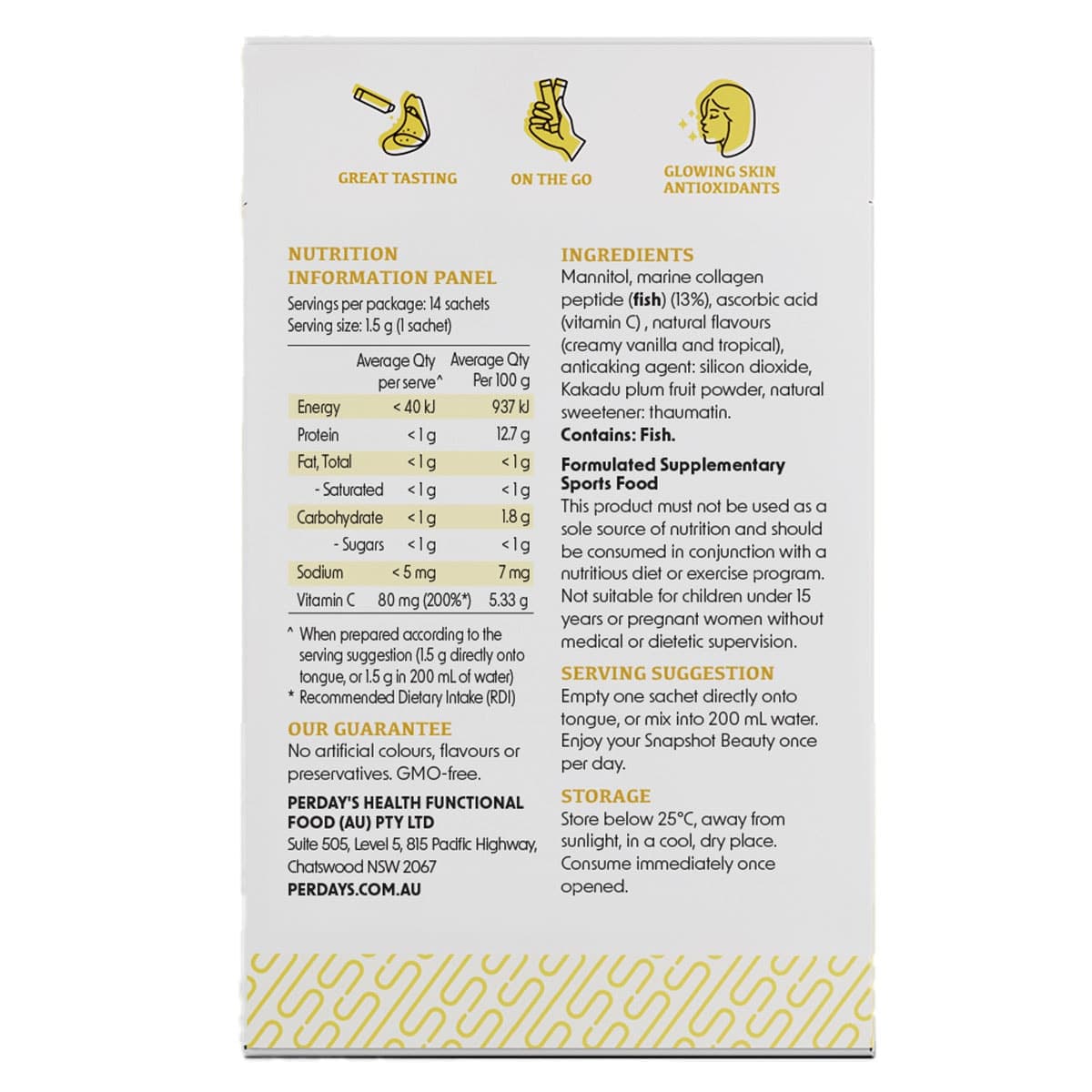 Thumbnail Perdays SnapShot - Beauty Pina Colada Flavour 14 x 1.5g Sachets
