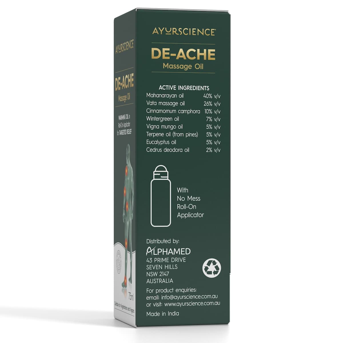Thumbnail AyurScience De-Ache Roll-On Massage Oil 75ml