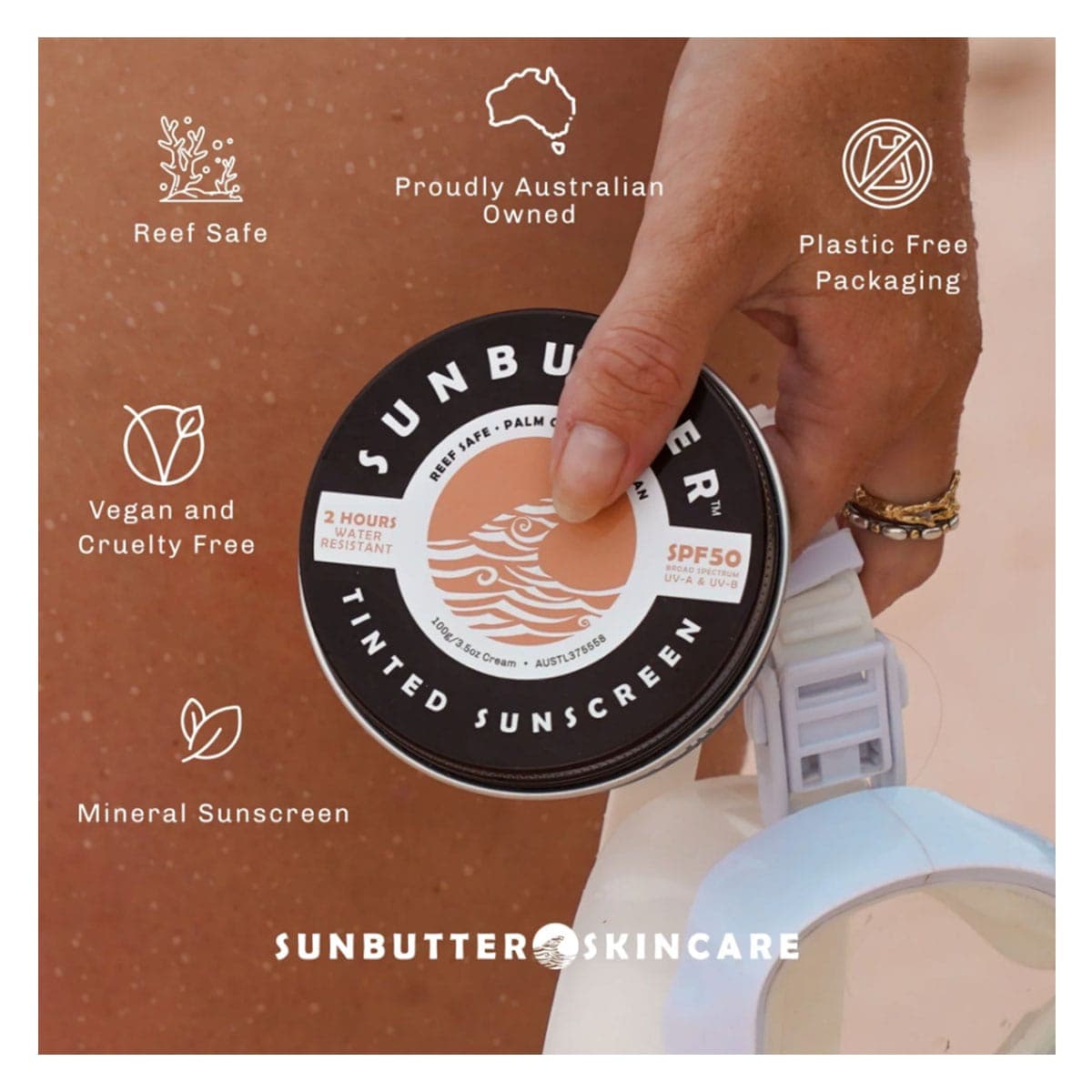 Thumbnail SunButter Tinted Reef Safe Face Sunscreen SPF50 100g