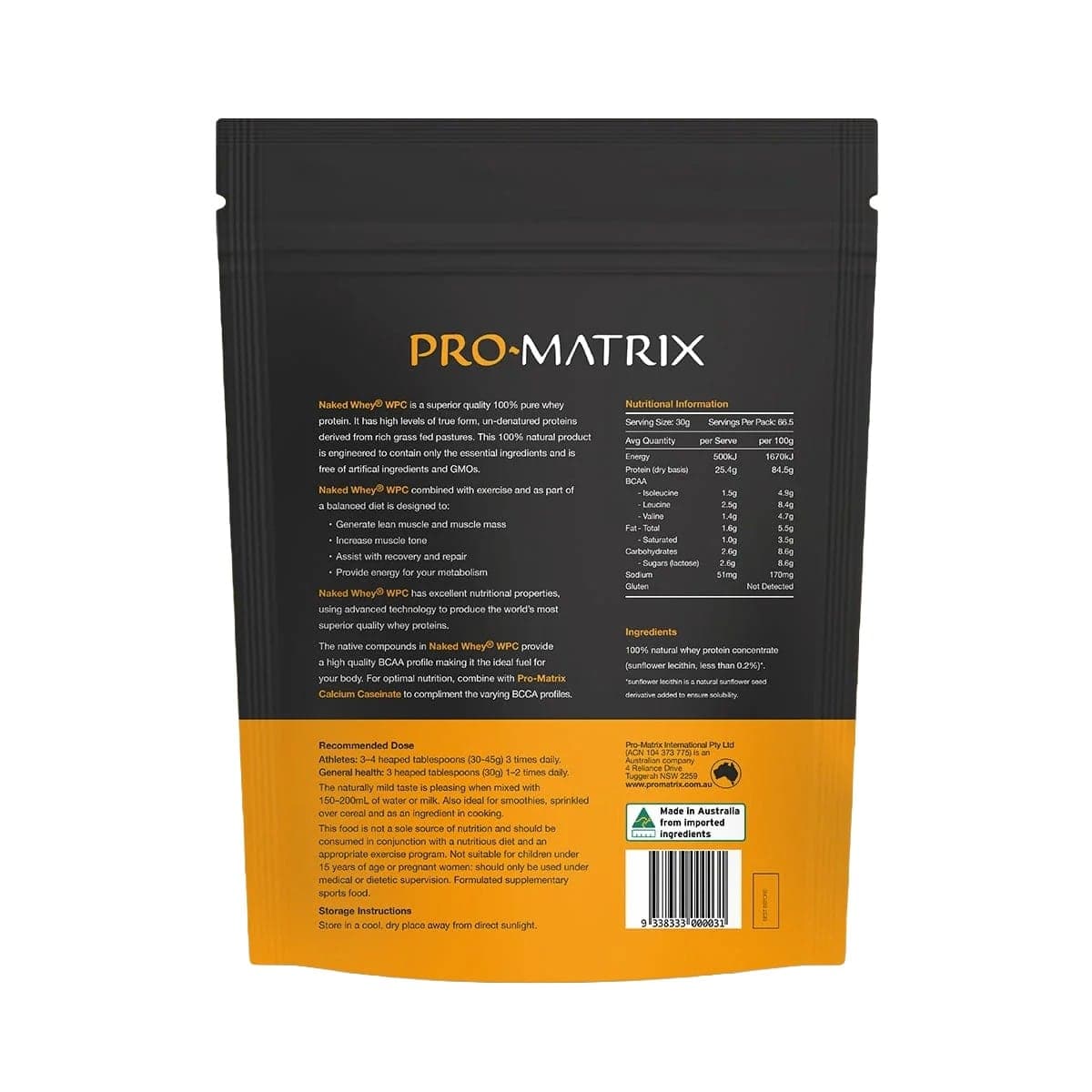 Thumbnail Pro Matrix Naked Whey Protein Concentrate Unflavoured 2 Kg