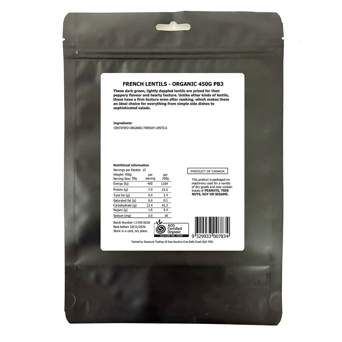 Thumbnail Daily Essentials Organic French Lentils 450g