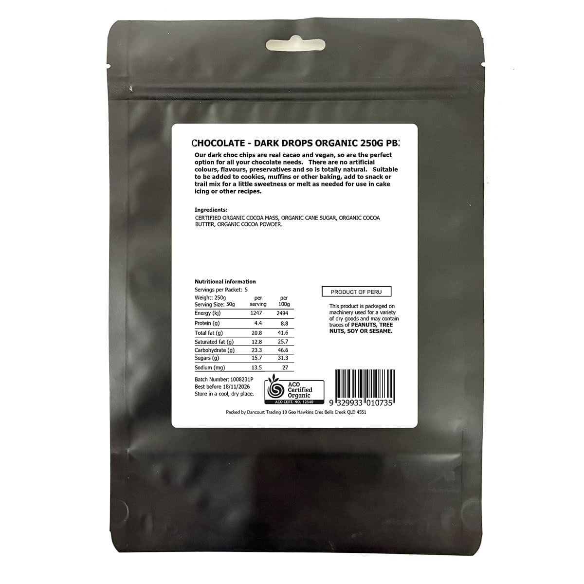 Thumbnail Daily Essentials Organic Chocolate - DARK Drops 250g