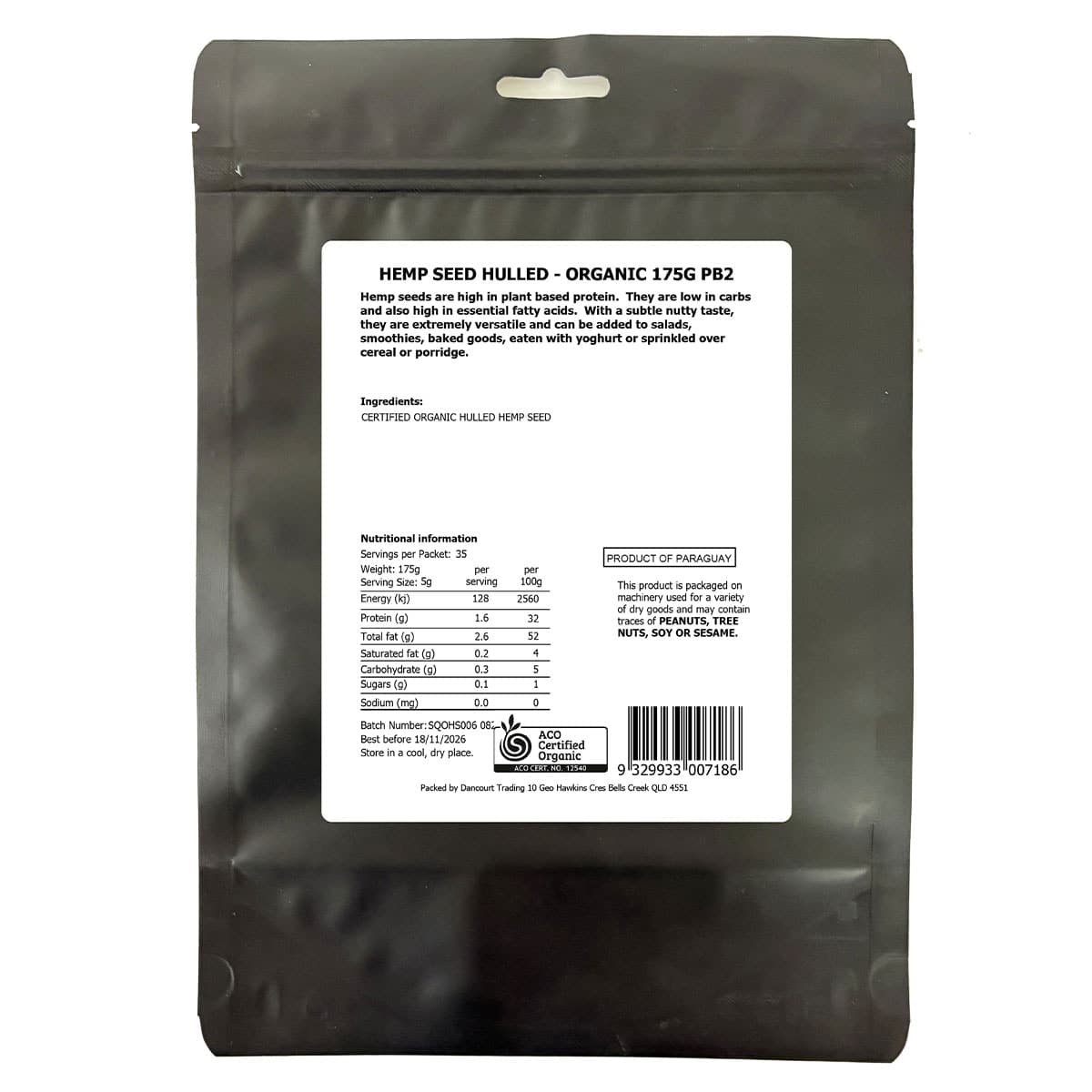 Thumbnail Daily Essentials Organic Hemp Seeds Hulled 175g