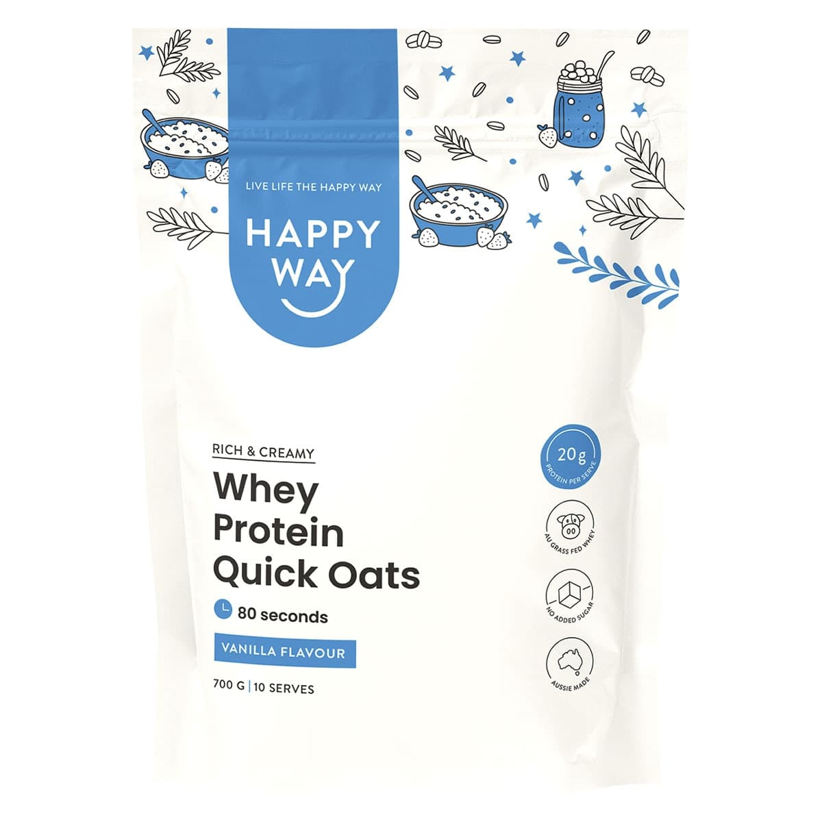Thumbnail Happy Way Whey Protein Quick Oats Vanilla 700g