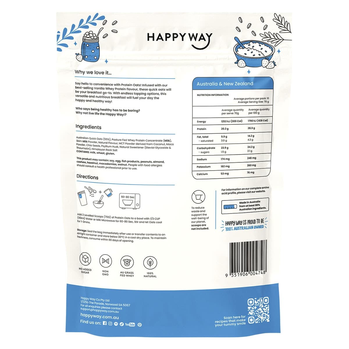 Thumbnail Happy Way Whey Protein Quick Oats Vanilla 700g