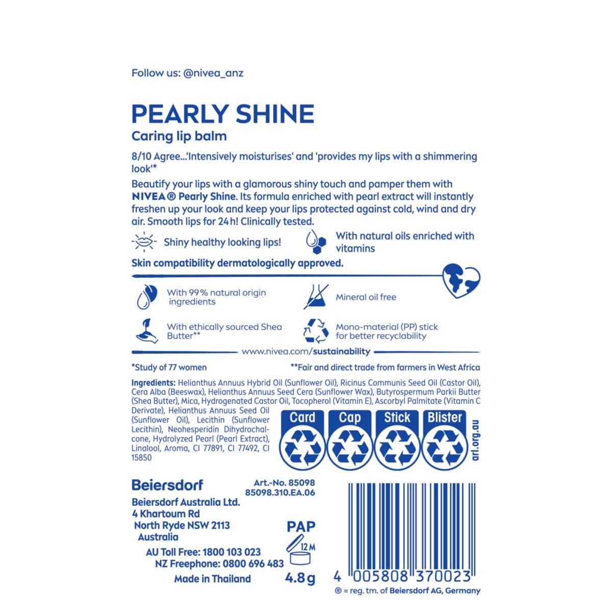 Thumbnail Nivea Pearly Shine Caring Lip Balm 4.8g