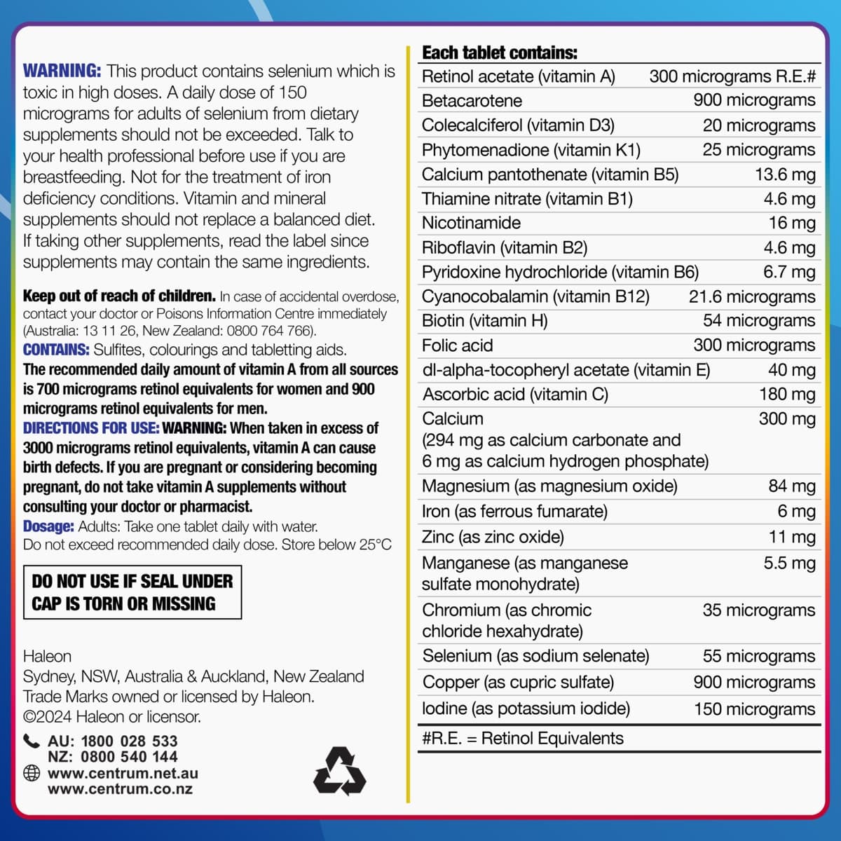 Thumbnail Centrum for Men Multivitamin & Minerals 60 Tablets