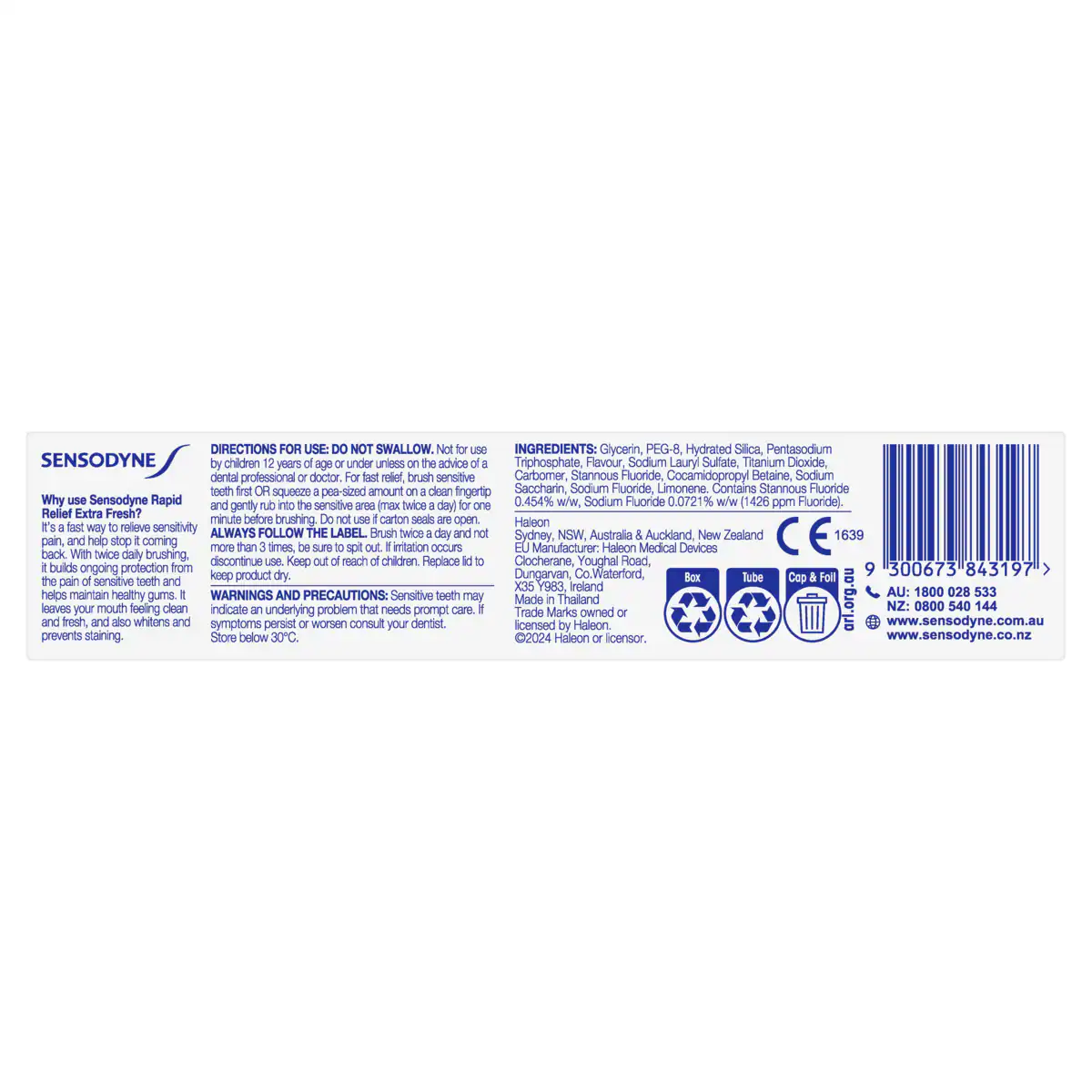 Thumbnail Sensodyne Rapid Relief Toothpaste Extra Fresh 100g