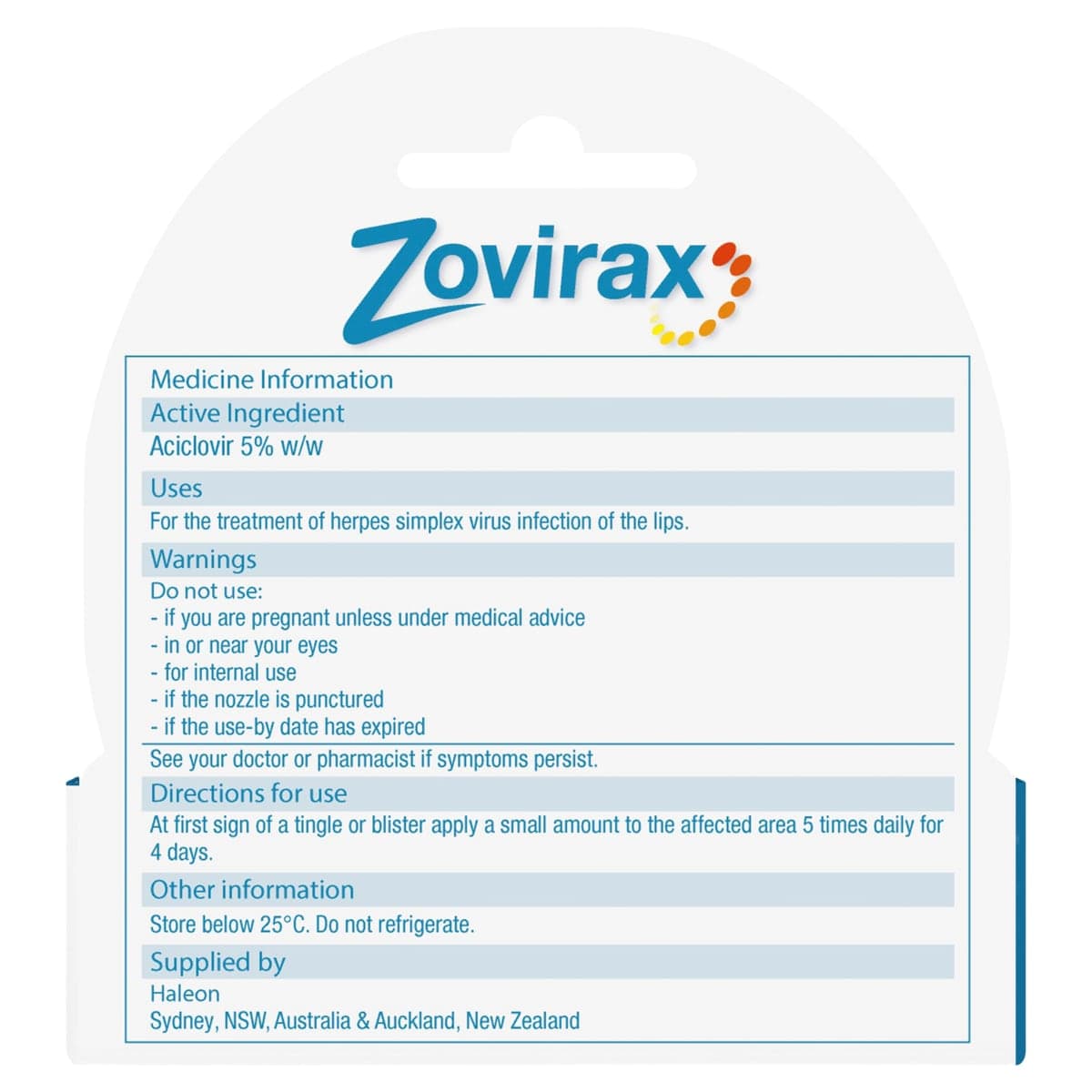 Thumbnail Zovirax Anti-Viral Cold Sore Cream Tube 2g
