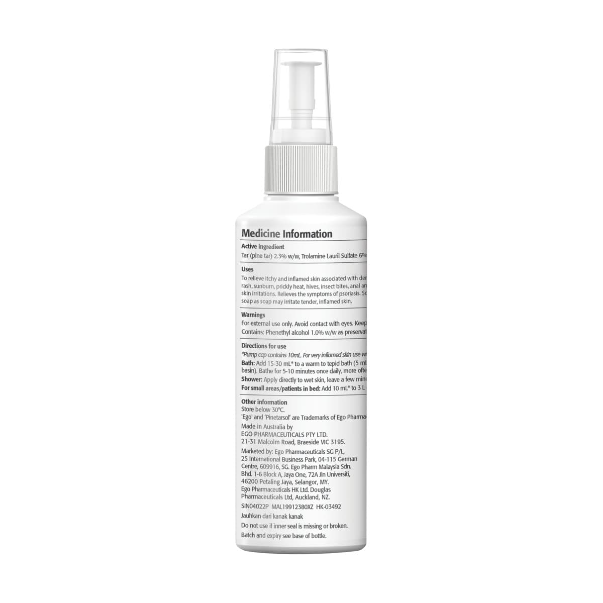 Thumbnail Ego Pinetarsol Solution Shower Pump Pack 200ml