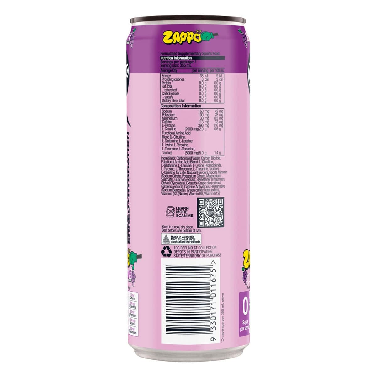 Thumbnail BSc Energy Shred + Hydration Zappo Sour Grape 355ml