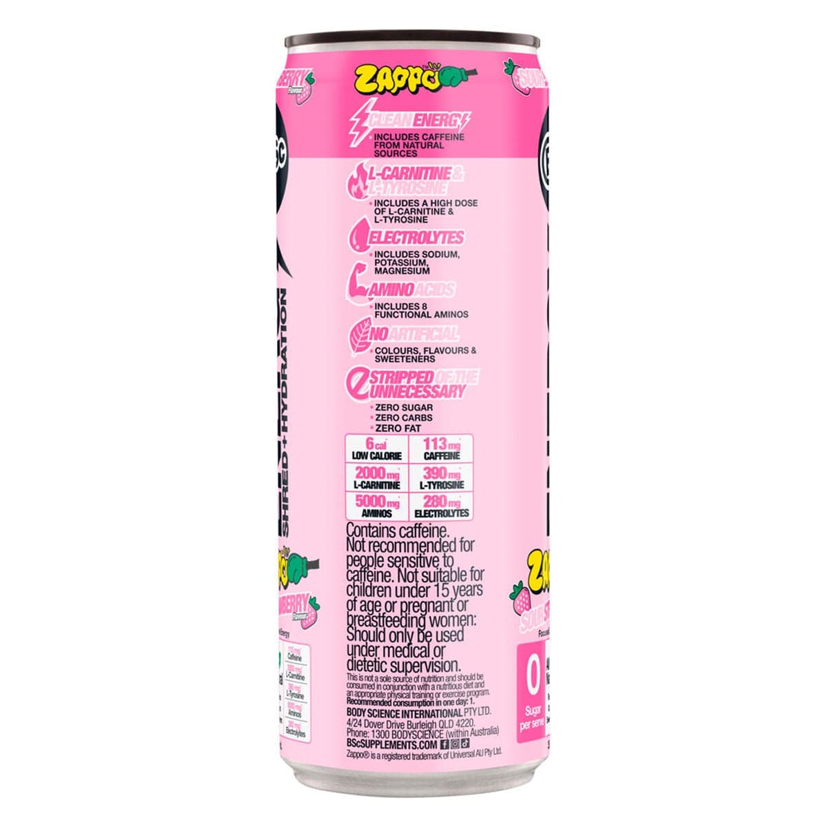 Thumbnail BSc Energy Shred + Hydration Zappo Sour Strawberry 355ml