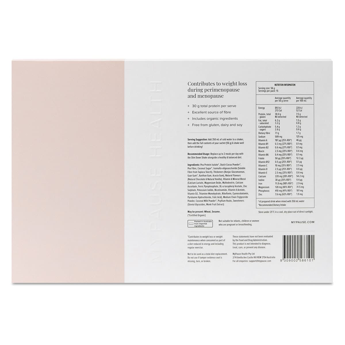 Thumbnail MyPause Health Slim Down Shake Double Chocolate 15 x 56g Sachets