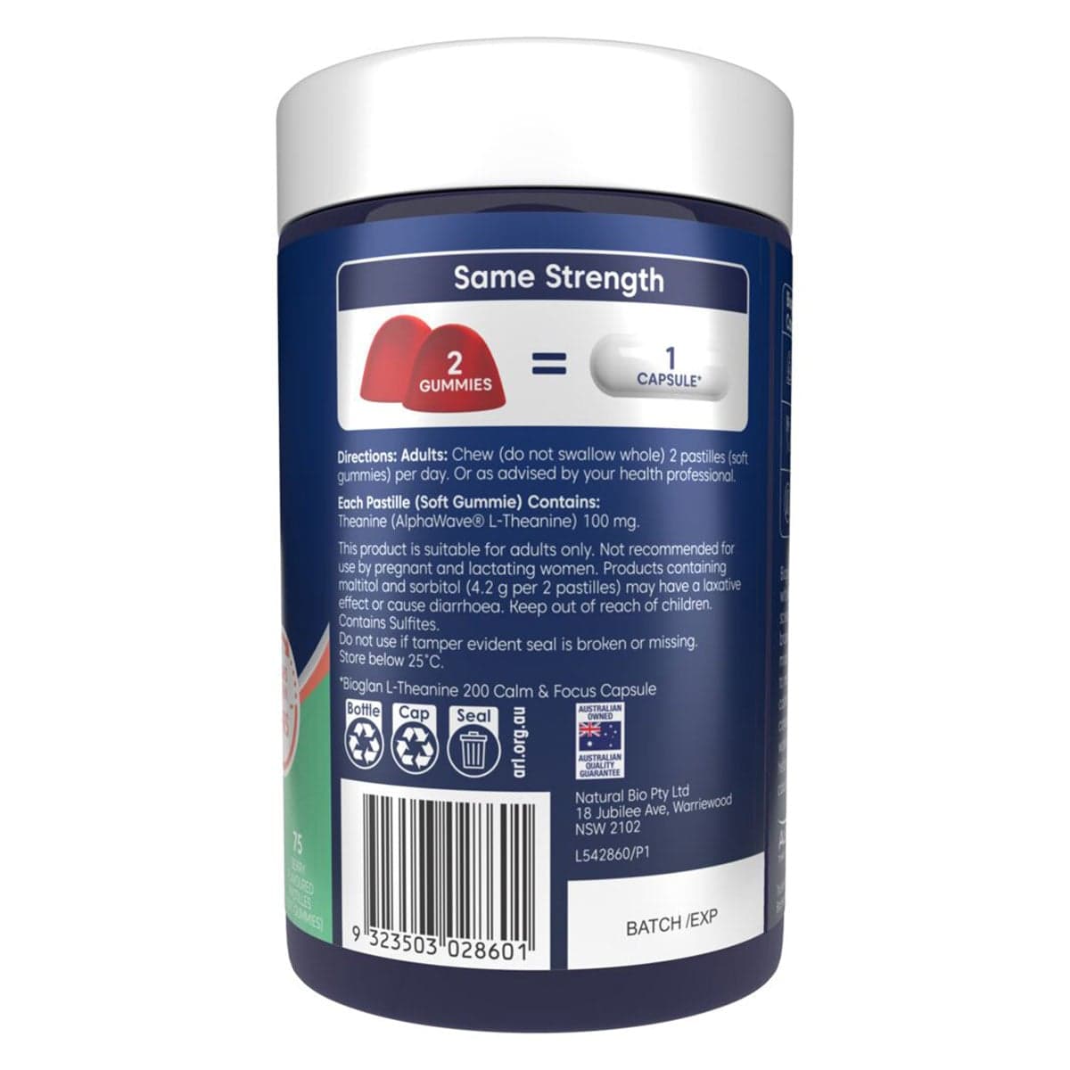 Thumbnail Bioglan L-Theanine Calm & Focus Gummies 75 Pack