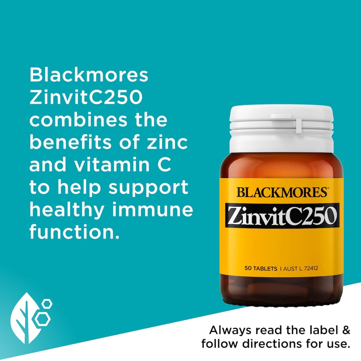 Thumbnail Blackmores ZinvitC250 50 Tablets