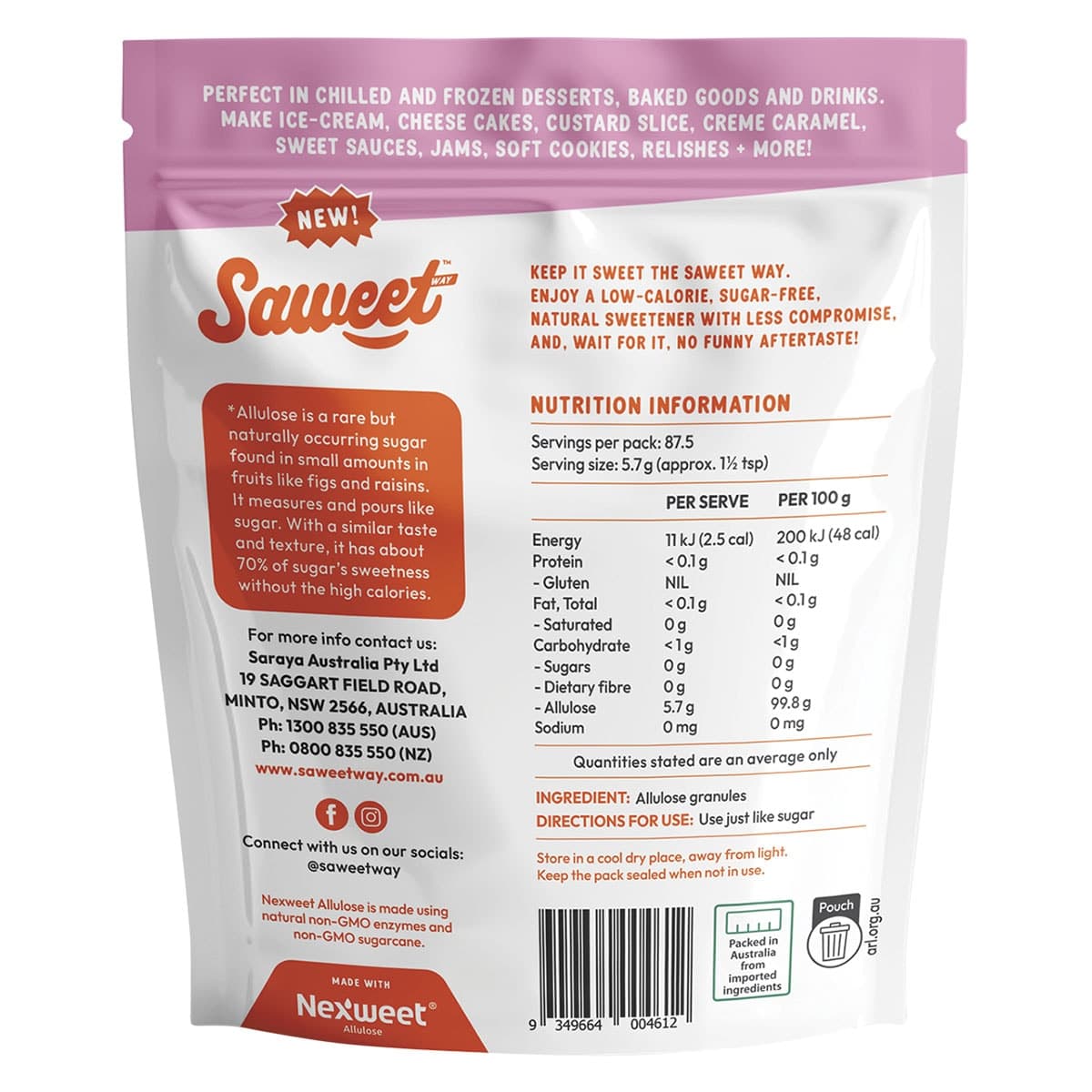 Thumbnail Saweet Way Pure Allulose Natural Sweetener Granules 500g