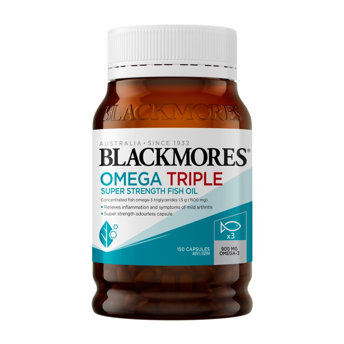 Thumbnail Blackmores Omega Triple Super Strength Fish Oil 150 Capsules