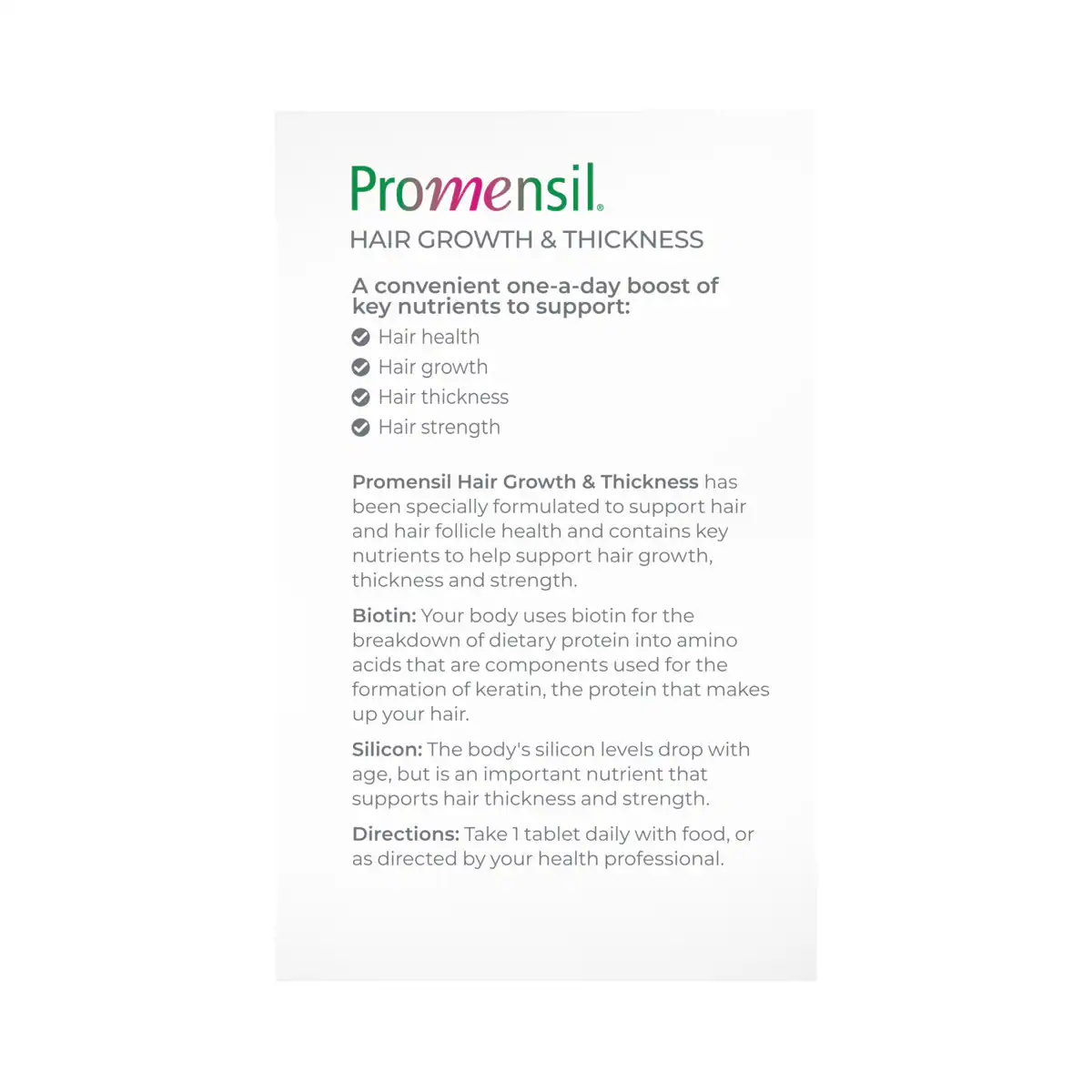 Thumbnail Promensil Menopause Hair Growth & Thickness 40 Tablets