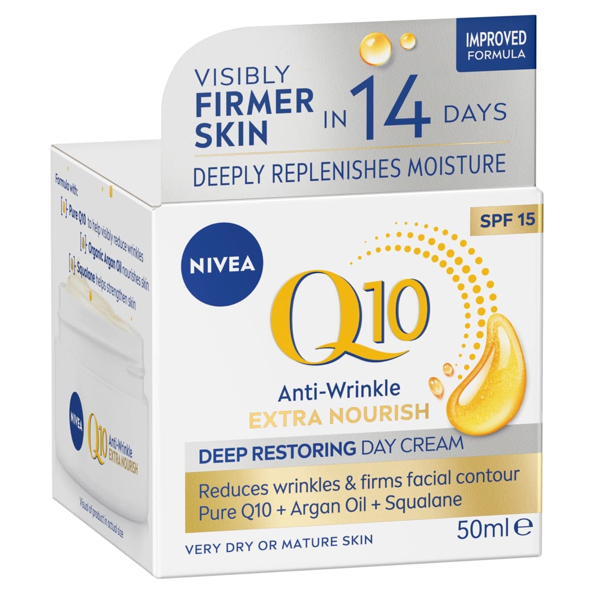 Thumbnail Nivea Q10 Anti-Wrinkle Extra Nourish Deep Restoring Day Cream SPF15 50ml