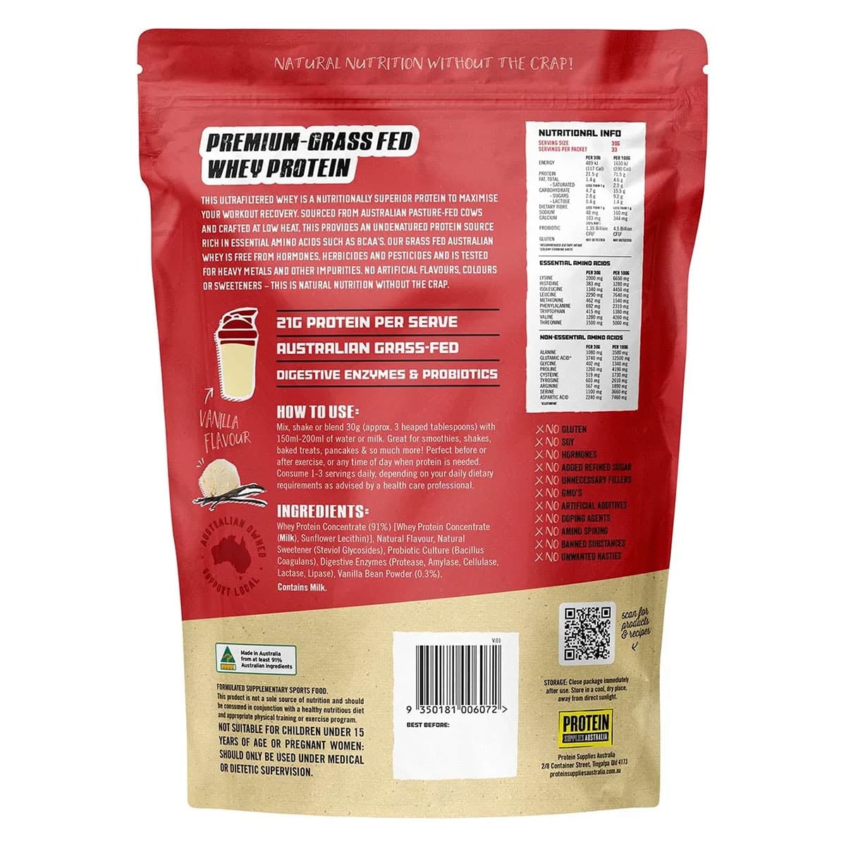 Thumbnail Protein Supplies Australia Whey Protein Powder Vanilla 1kg