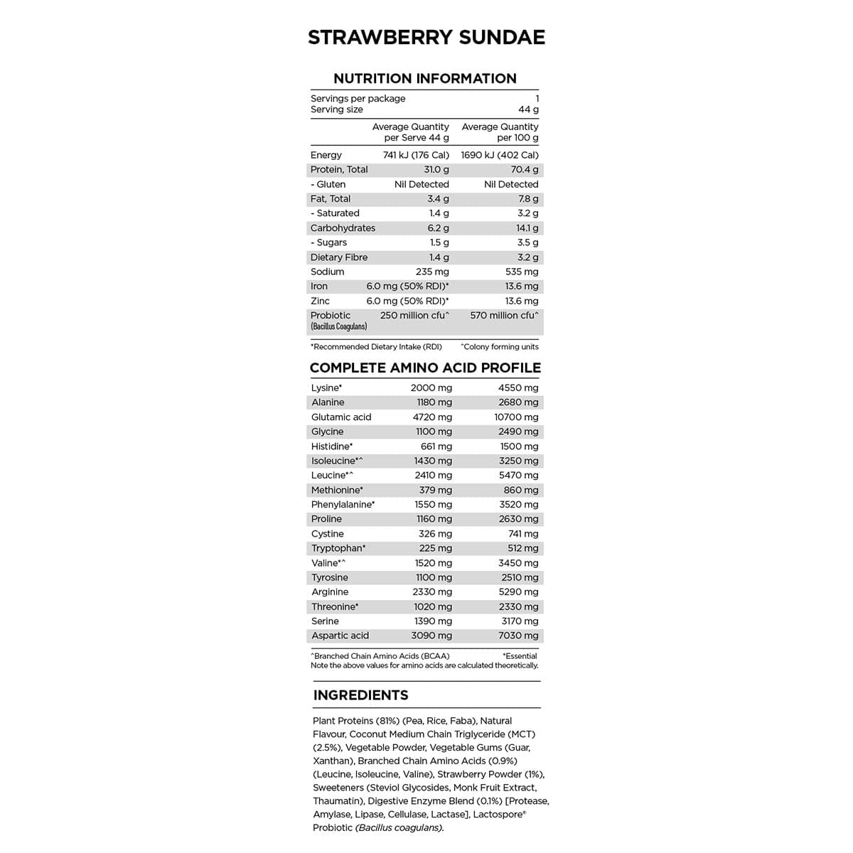 Thumbnail PranaOn Power Plant Protein Strawberry Sundae 1.2kg