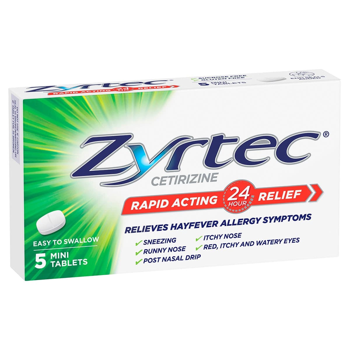 Thumbnail Zyrtec Rapid Acting Hayfever Allergy Relief Antihistamine Mini Tablets 5 Pack