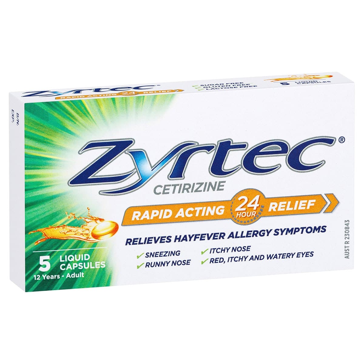 Thumbnail Zyrtec Rapid Acting Hayfever Allergy Relief Antihistamine Liquid Capsules 5 Pack