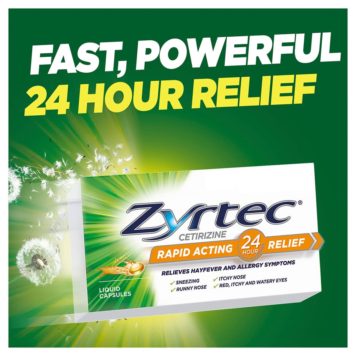 Thumbnail Zyrtec Rapid Acting Hayfever Allergy Relief Antihistamine Liquid Capsules 5 Pack