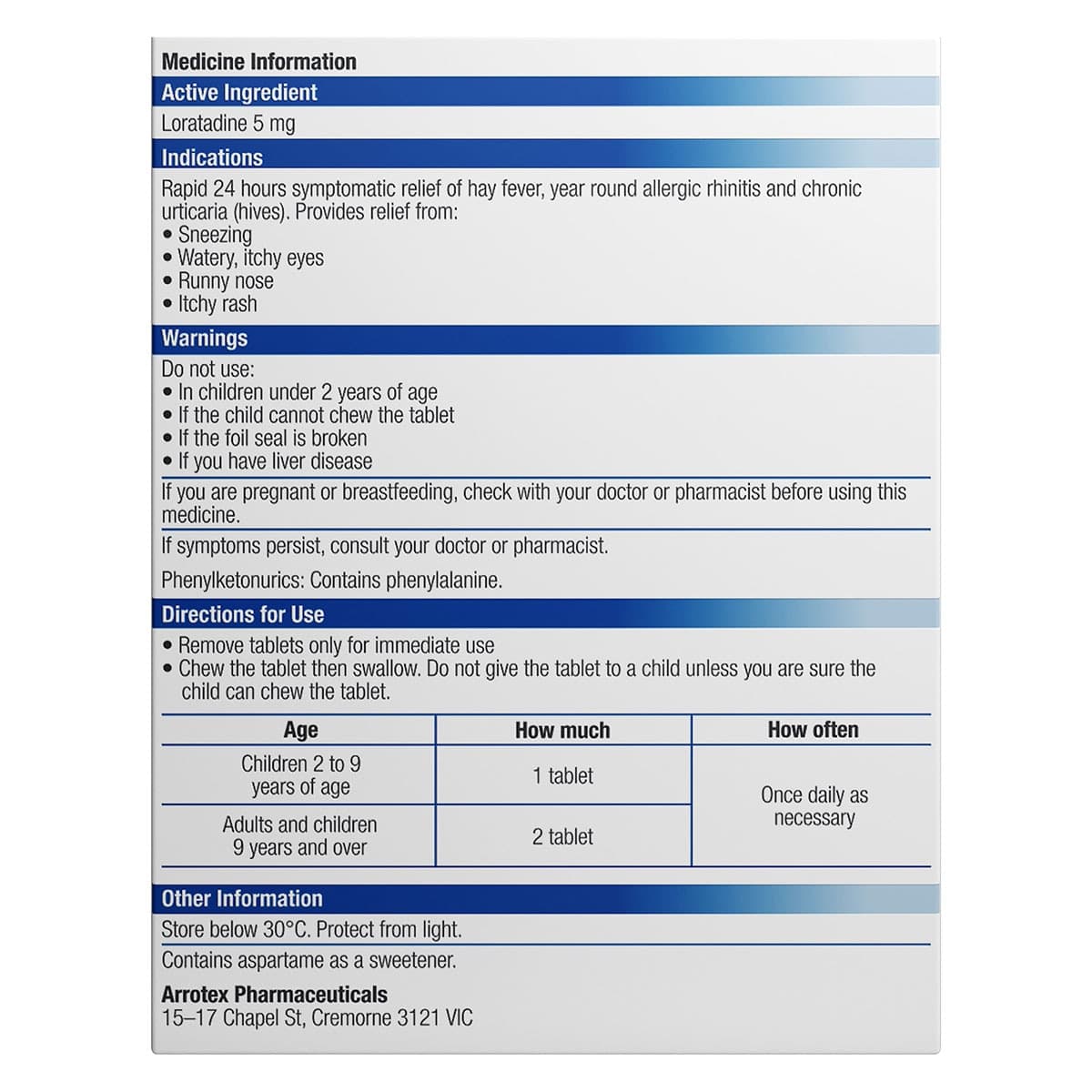 Thumbnail APOHEALTH Children's Hayfever & Allergy Relief 30 Chewable Tablets