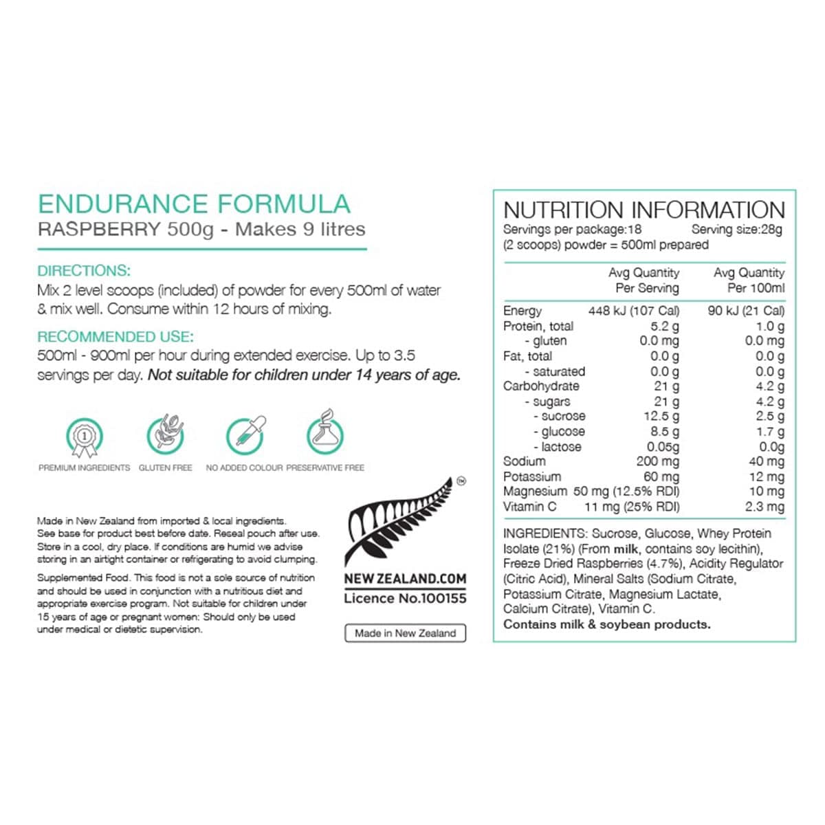 Thumbnail Pure Sports Nutrition Endurance Formula Raspberry 500g