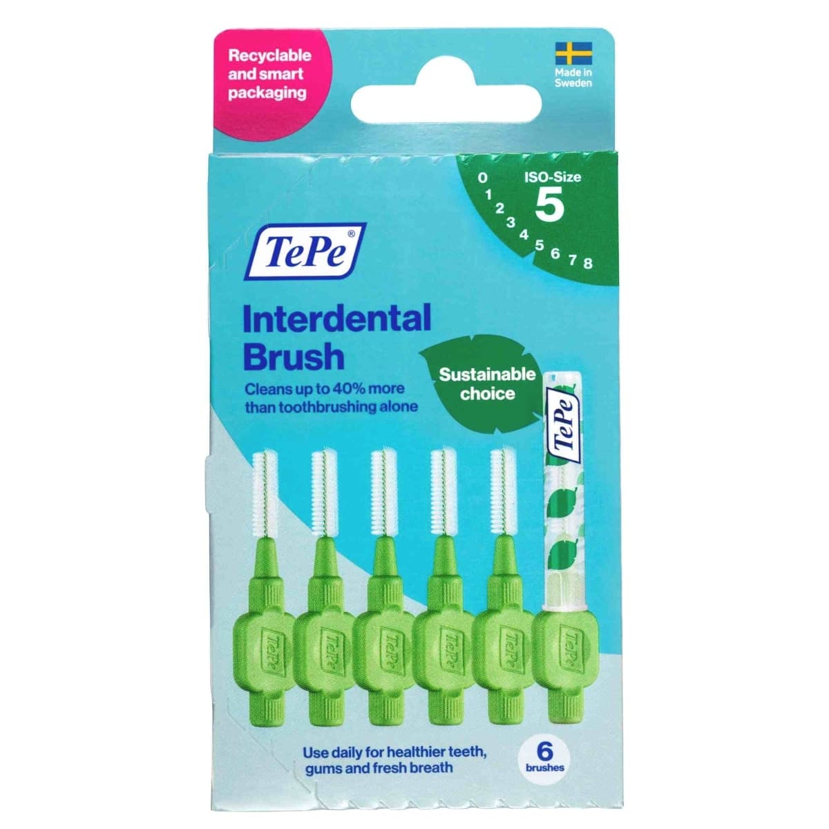 Thumbnail TePe Interdental Brush 0.8mm Green 6 Pack