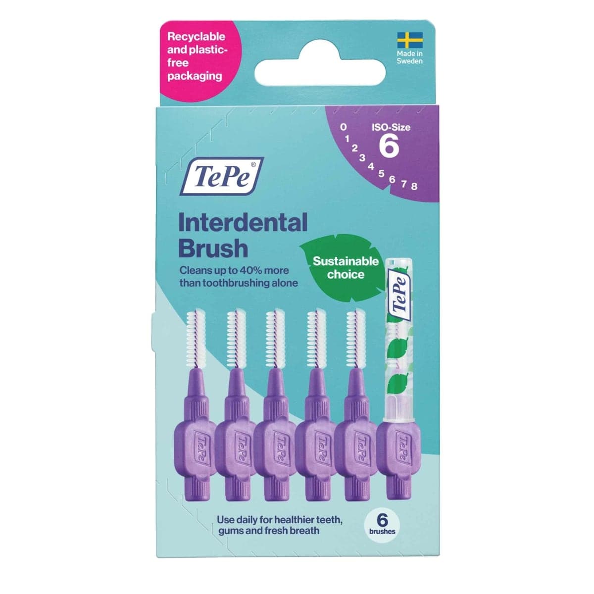 Thumbnail TePe Interdental Brush 1.1mm Purple 6 Pack