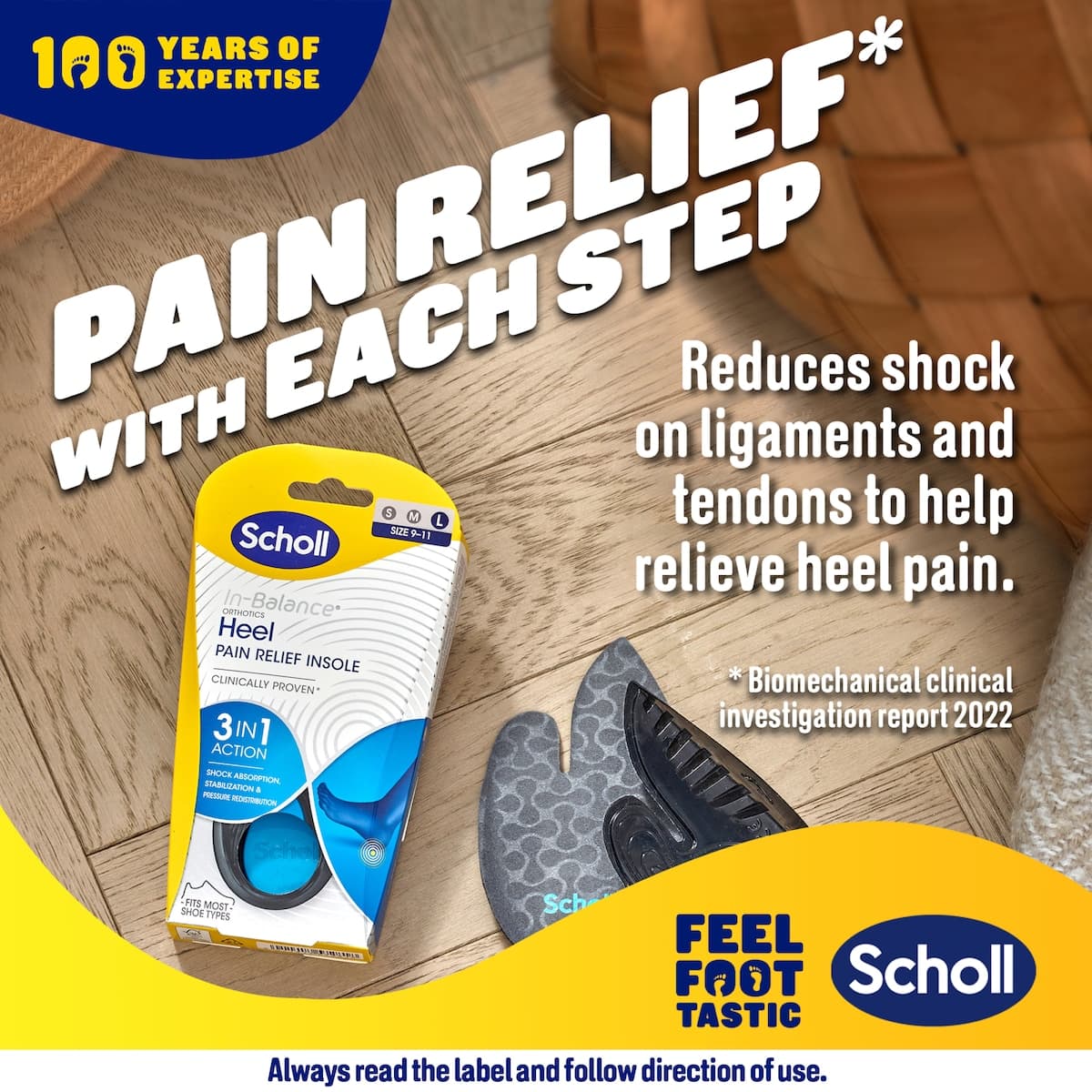 Thumbnail Scholl In-balance Heel Pain Relief Orthotic Insole Medium 1 Pair