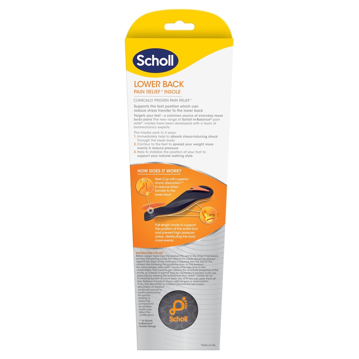 Thumbnail Scholl In-balance Lower Back Pain Relief Orthotic Insole Large 1 Pair