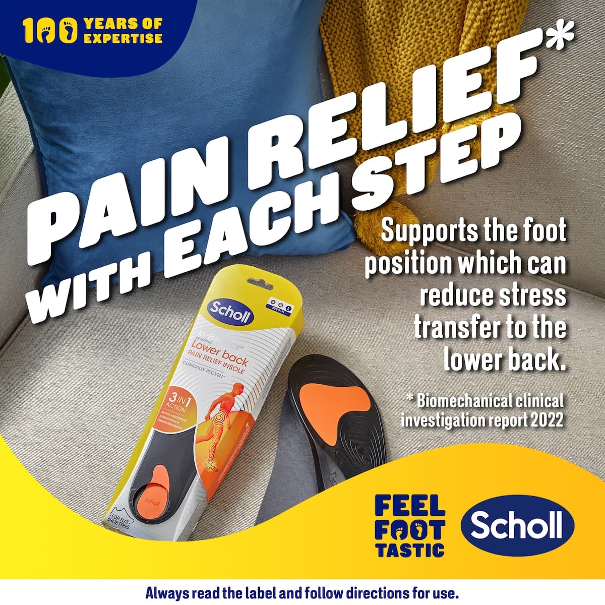 Thumbnail Scholl In-balance Lower Back Pain Relief Orthotic Insole Large 1 Pair