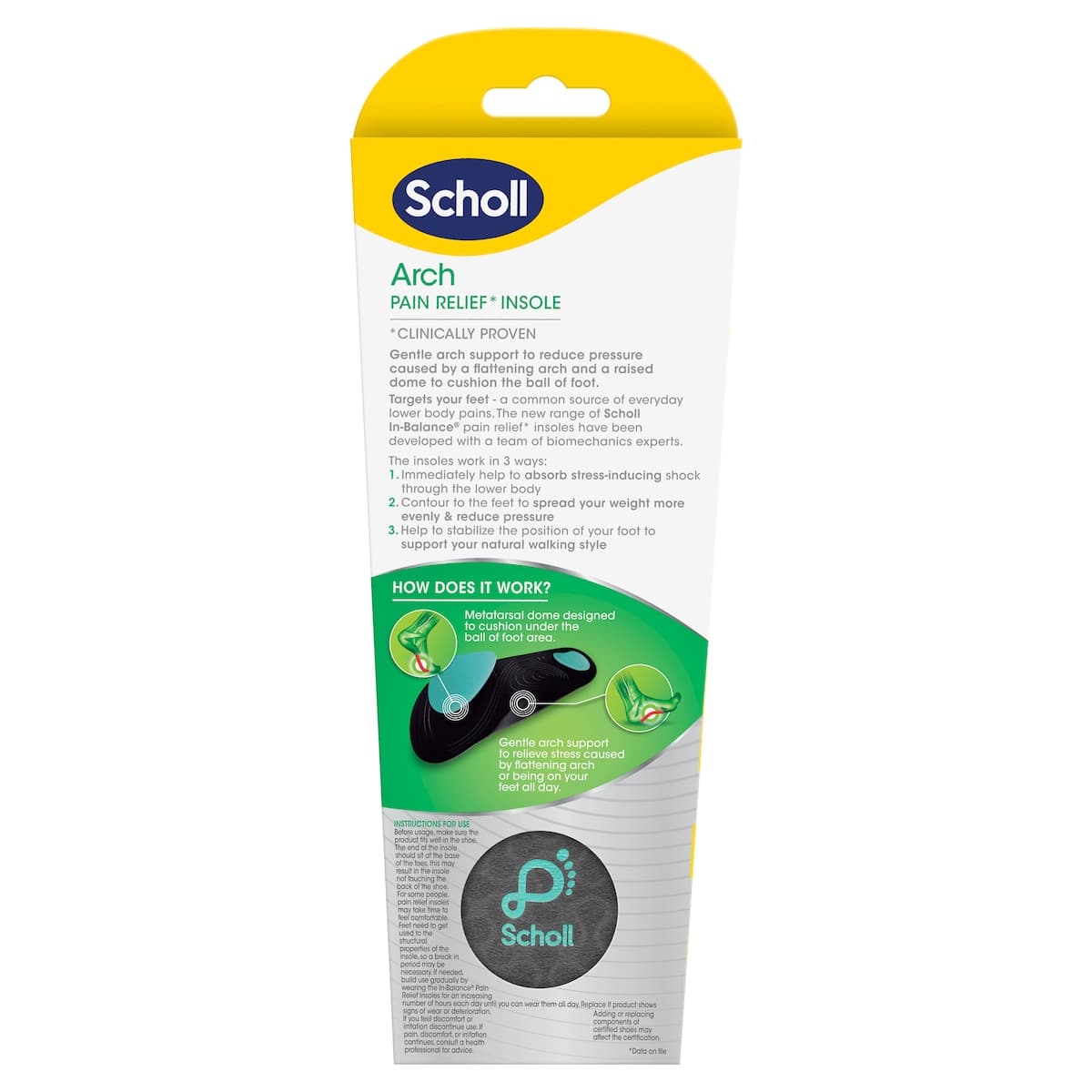 Thumbnail Scholl In-balance Arch Pain Relief Orthotic Insole Large 1 Pair
