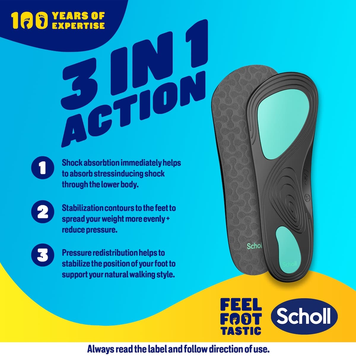 Thumbnail Scholl In-balance Arch Pain Relief Orthotic Insole Large 1 Pair