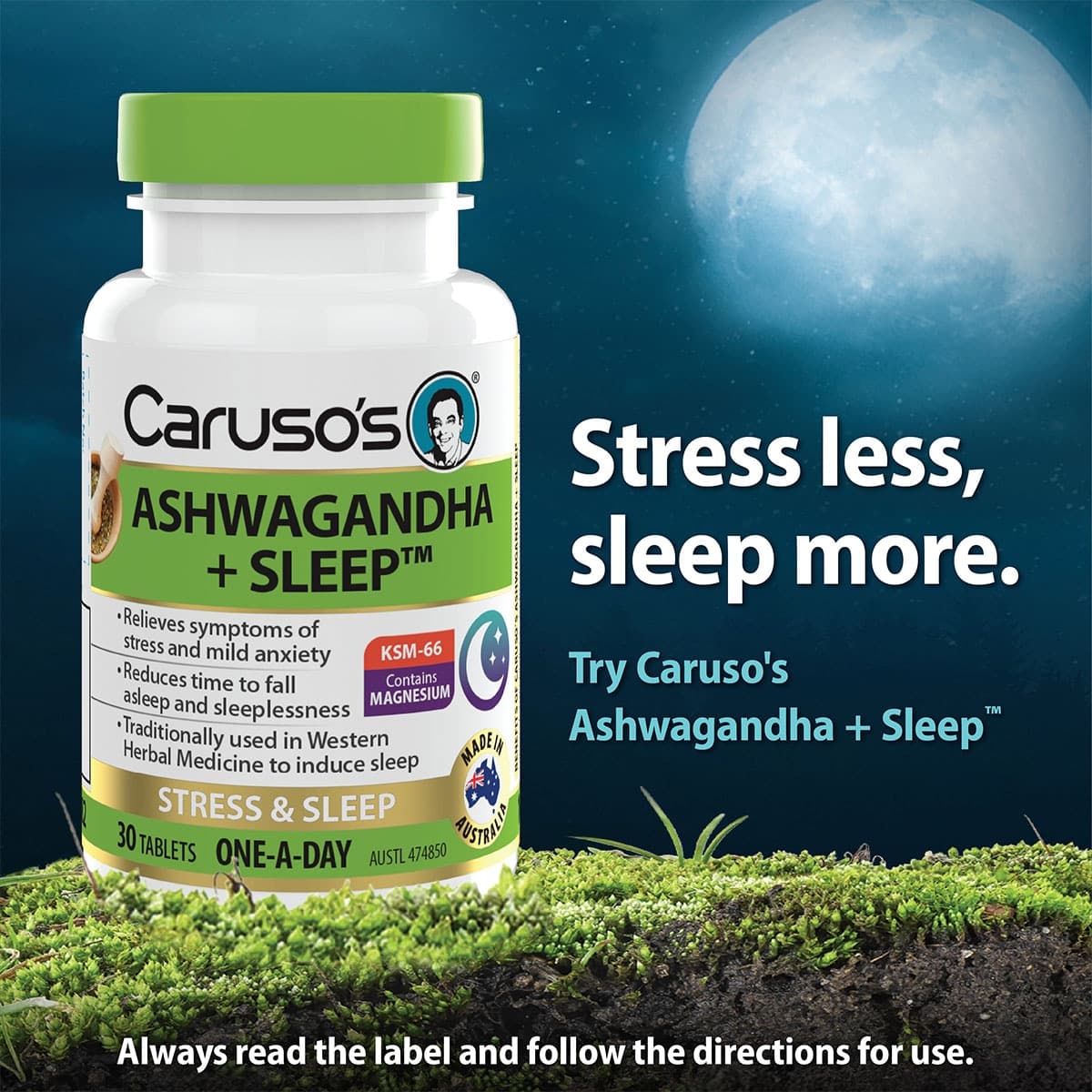 Thumbnail Carusos Ashwagandha + Sleep 30 Tablets