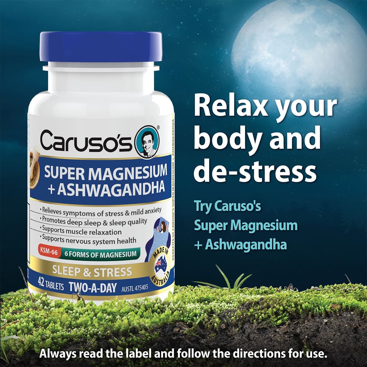 Thumbnail Carusos Super Magnesium + Ashwagandha 42 Tablets