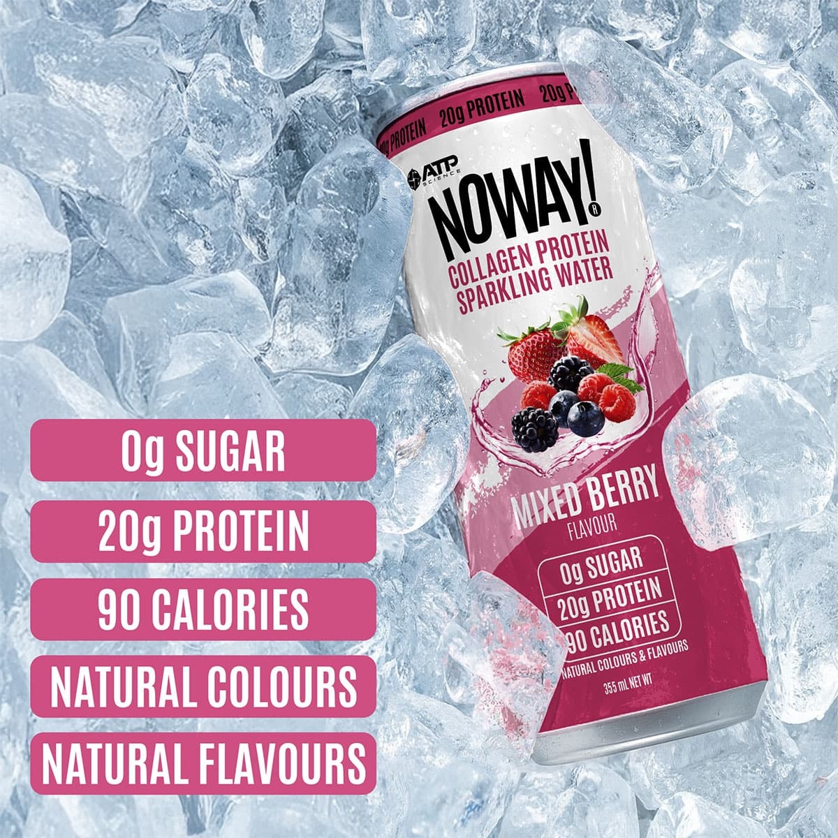 Thumbnail ATP Science Noway Collagen Protein Water Sparking Water Mixed Berry 355ml