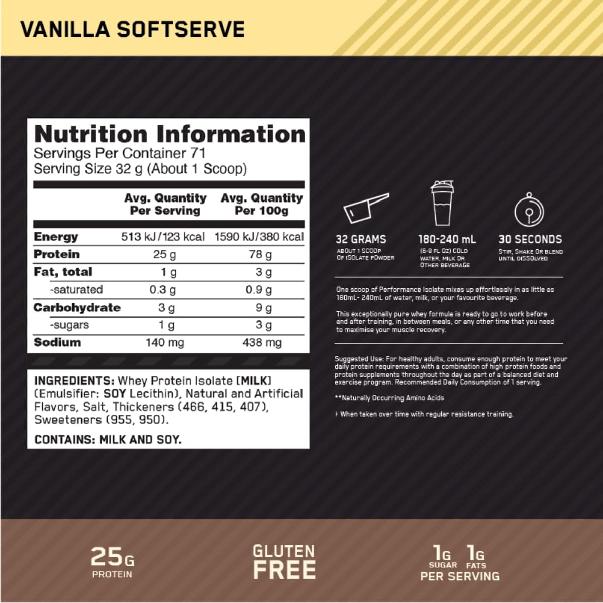 Thumbnail Optimum Nutrition Performance Isolate Protein Vanilla 2.28Kg