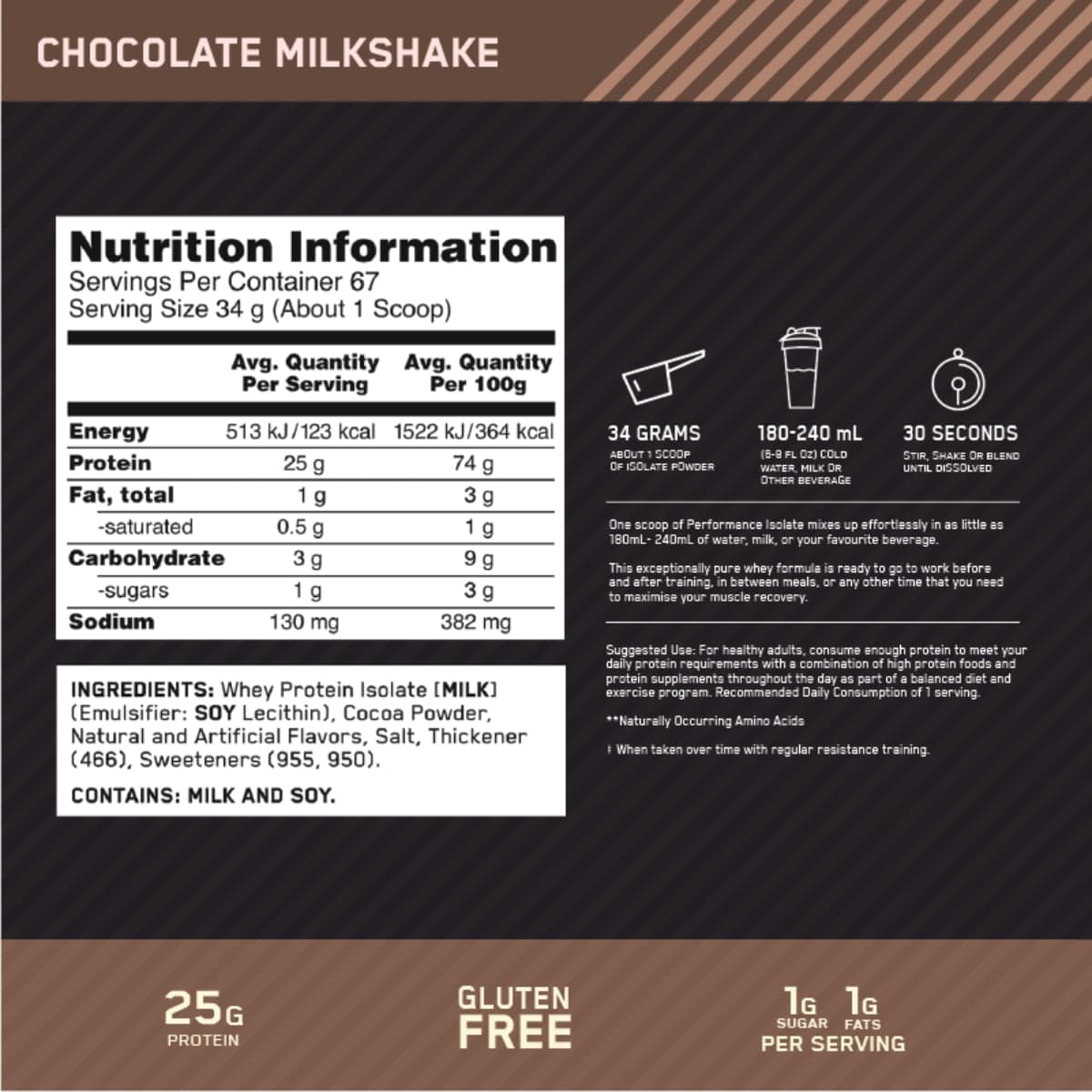 Thumbnail Optimum Nutrition Performance Isolate Protein Chocolate 2.28Kg
