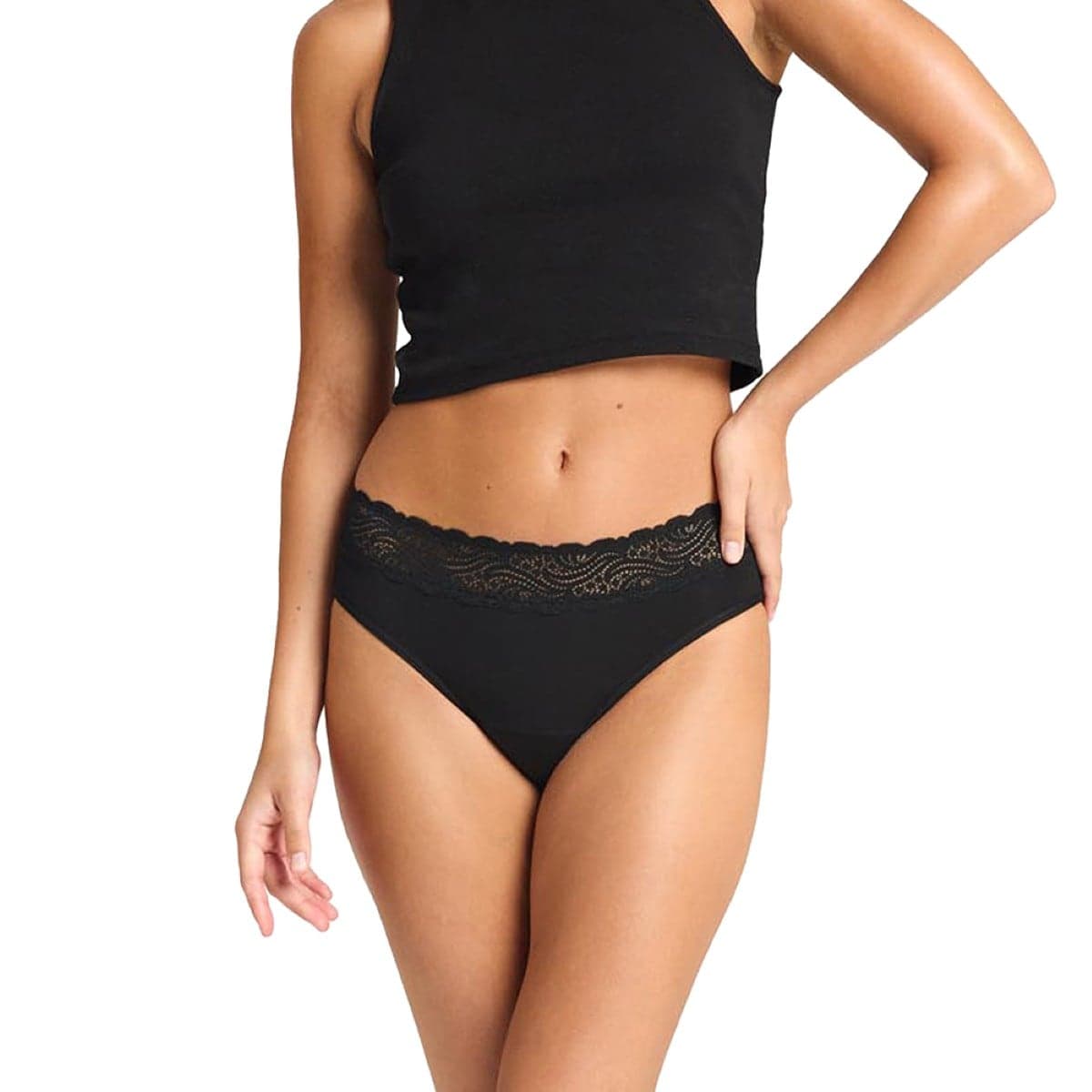 Thumbnail Modibodi Sensual Hi Waist Bikini Light-Moderate Black 10/S