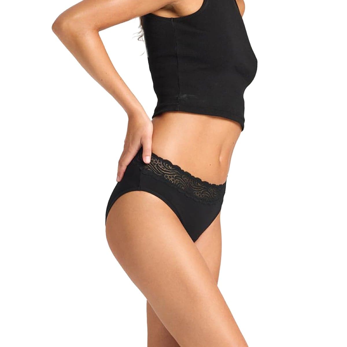 Thumbnail Modibodi Sensual Hi Waist Bikini Light-Moderate Black 10/S