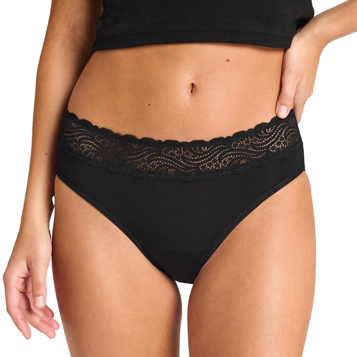 Thumbnail Modibodi Sensual Hi Waist Bikini Light-Moderate Black 10/S