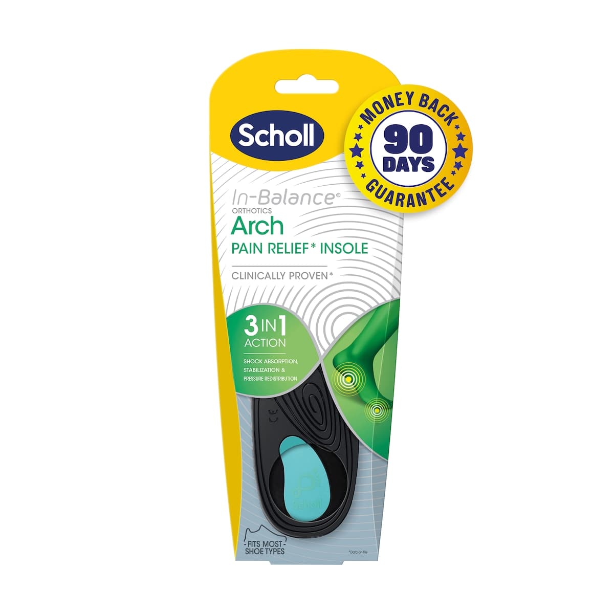 Thumbnail Scholl In-balance Arch Pain Relief Orthotic Insole Small 1 Pair